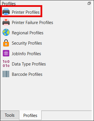 The Profiles menu.